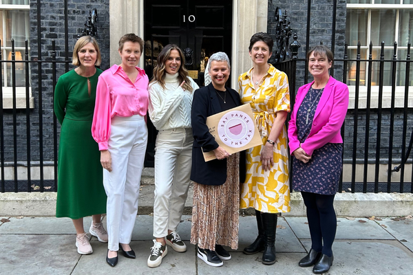 Janet Lindsay CEO at Wellbeing of Women, Tracey Crouch CBE MP, Binky Felstead, Laura Charles Lingerie Director at M&S, Alison Thewliss MP, Selaine Saxby MP