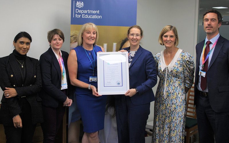 Photograph of the Department for Education signing the Menopause Workplace Pledge.