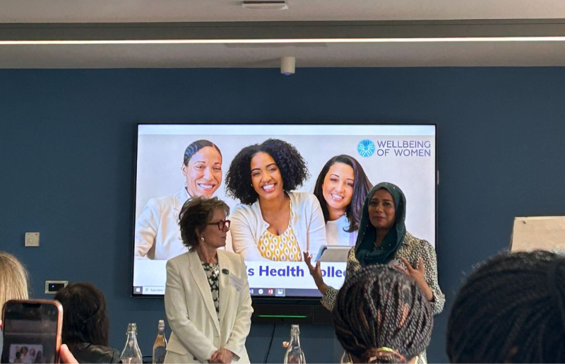 Professor Dame Lesley Regan and Dr Nighat Arif standing closely together