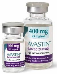 Two vials of the treatment bevacizumab (also called Avastin)