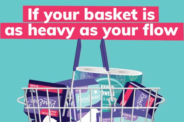 Shopping basket with period products