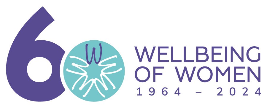 Wellbeing of Women 60th anniversary logo. 1964 - 2024
